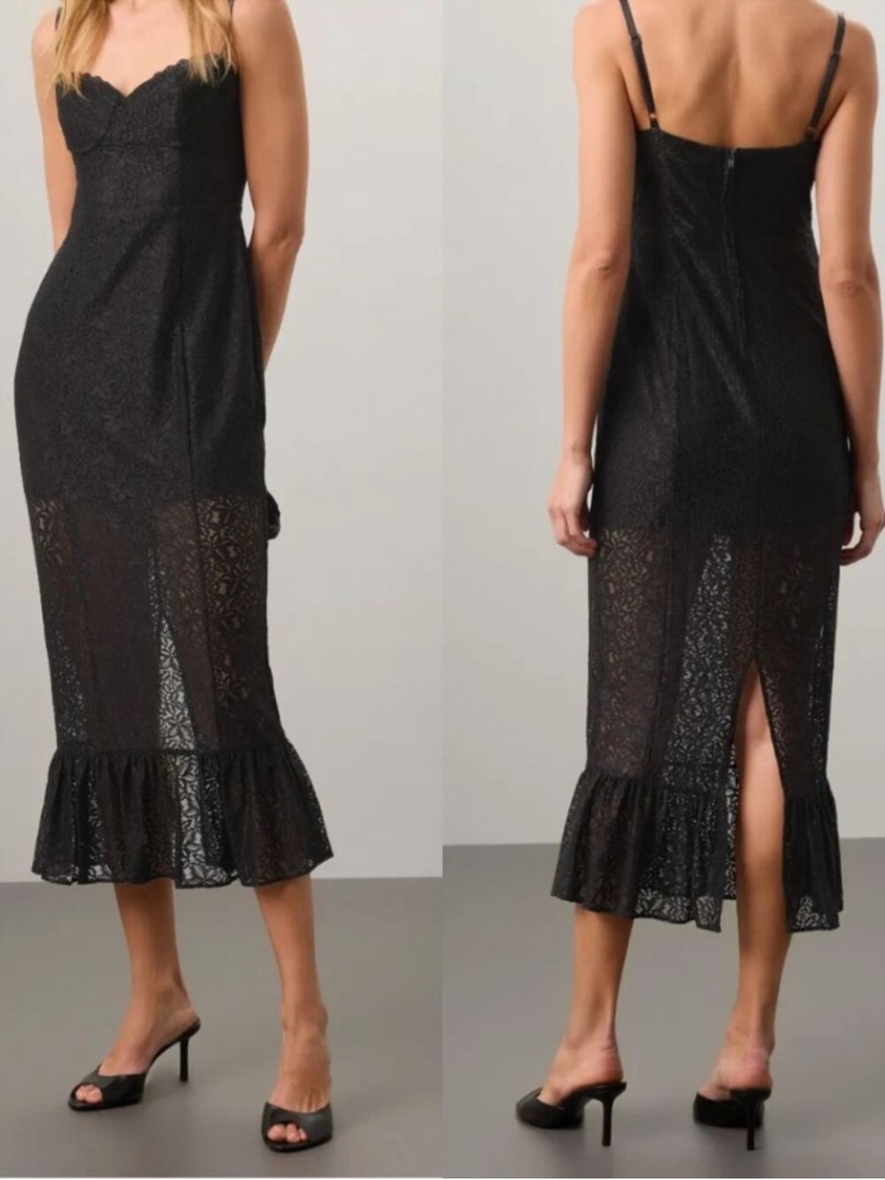 Reformation black lace Canice dress